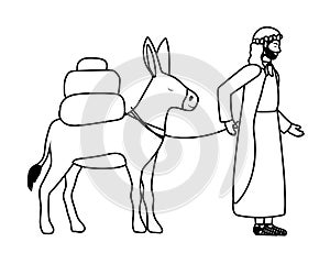 Saint joseph with mule manger characters