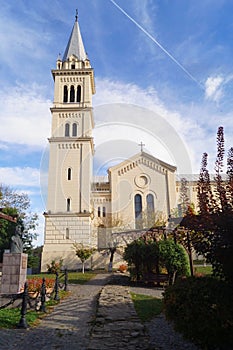 Saint Joseph\'s Roman Catholic Church (Catedrala SfÃ¢ntul Iosif) from Sighisoara, Mures, Romania photo