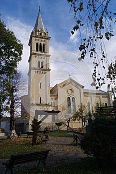 Saint Joseph\'s Roman Catholic Church (Catedrala Sfantul Iosif) from Sighisoara, Mures, Romania photo