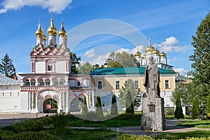 Saint Joseph Volotskystatue in front of the Joseph-Volotsky monastery in Russia