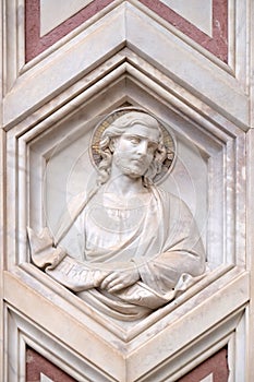 Saint Judas Thaddaeus, relief on the facade of Basilica of Santa Croce in Florence