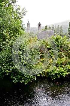 Saint Kevin Church with Round Tower, Glendalough, Ireland