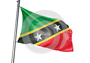 Saint Kitts and Nevis national flag waving isolated on white background realistic 3d illustration