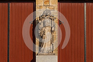 Saint Lambertus near the front doors of a church in Maastricht