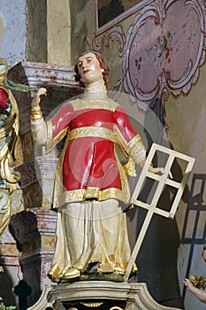 Saint Lawrence of Rome, statue on the high altar in the Church of Our Lady of Dol in Dol, Croatia