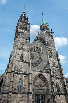 The Saint Lorenz church in the old town of Nuremberg, Germany