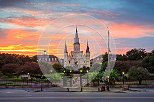 Saint Louis Cathedral and Jackson Square in New Orleans