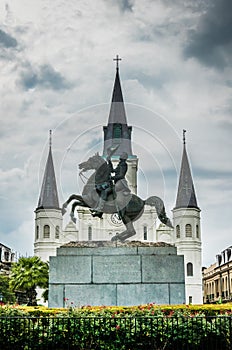 Saint louis cathedral and Jackson Square, New Orleans. Sightseeing in the USA