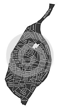 Saint Louis Missouri city map USA labelled black illustration