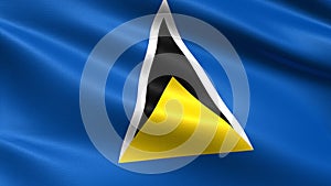 Saint Lucia flag, with waving fabric texture photo