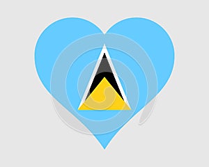 Saint Lucia Heart Flag. St. Lucian Love Shape Country Nation National Flag. Iyonola Hewanorra Banner Icon Sign Symbol. EPS Vector