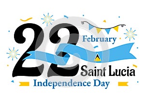 Saint Lucia Independence Day Vector Illustration on February 22 with Waving Flag in National Holiday Celebration Flat Cartoon