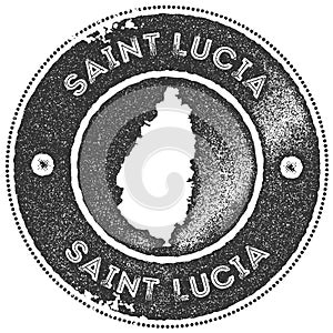 Saint Lucia map vintage stamp.