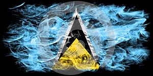 Saint Lucia smoke flag on a black background