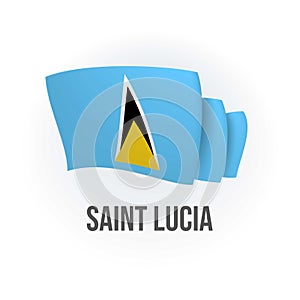 Saint Lucia vector flag. Bended flag of Saint Lucia, realistic vector illustration