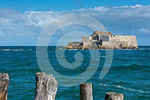 Saint Malo, Brittany, France, during high tide.