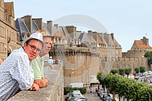 Saint-Malo tourists looking at the view