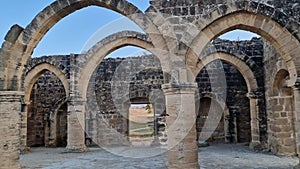 Saint Mamas Gothic Church ruins at the  deserted village of Ayios Sozomenos, Cyprus