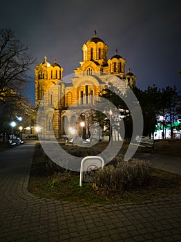 Saint Mark`s Church located in the Tasmajdan park, Belgrade, Serbia