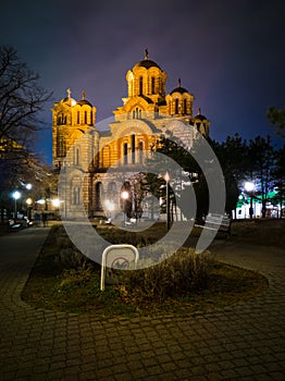 Saint Mark`s Church located in the Tasmajdan park, Belgrade, Serbia