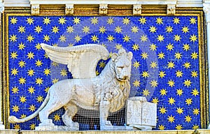 Saint Mark`s Lion Clock Tower Venice Italy