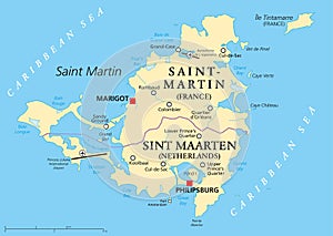 Saint Martin Island Political Map photo