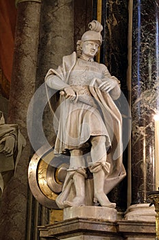 Saint Martin statue on the main altar in the St John the Baptist church in Zagreb, Croatia