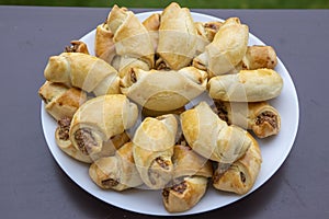 Saint Martin sweet rolls with wipped cream dought and filled with ground walnuts, delicious traditiona czech november sweets