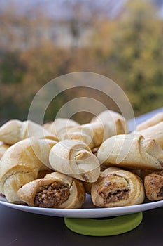 Saint Martin sweet rolls with wipped cream dought and filled with ground walnuts, delicious traditiona czech november sweets