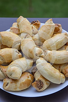 Saint Martin sweet rolls with wipped cream dought and filled with ground walnuts, delicious traditiona czech november sweets