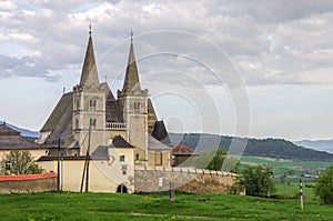 Saint Martins gothic cathedral and wall of fortness from west. U