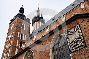 Saint Mary Church at main Market Square in Krakow, Poland