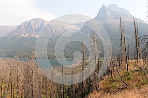 Saint Mary Lake trail in Glacier National Park USA