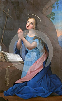 Saint Mary Magdalene, altar painting on the altar of Saint Mary Magdalene in the church of Wounded Jesus in Gradec, Croatia