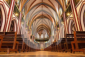 Saint Mary`s Catholic Cathedral of red brick Construction between 1895 and 1899 on Bo Aung Kyaw Street in Botahtaung Township,