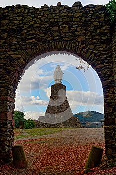 Saint Mary statue in old medieval castle