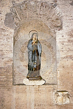 Saint Mary Statue in an old Roman Catholic Church in Italy.