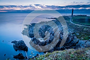 Saint Mathieux lighthouse and ruined church in France