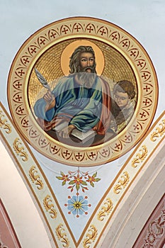 Saint Matthew the Evangelist, fresco in the Cathedral of Saint Teresa of Avila in Bjelovar, Croatia