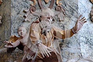 Saint Matthew the Evangelist, pulpit in the chapel of St. Wolfgang in Vukovoj, Croatia