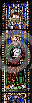 Saint Matthew, stained glass window in the Basilica di Santa Croce in Florence