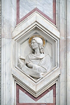 Saint Matthias, relief on the facade of Basilica of Santa Croce in Florence