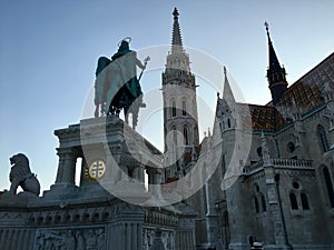 Saint Matthias statue in Castle District, Budapest