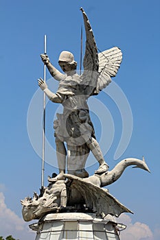Saint Michael archangel full body sculpture left side