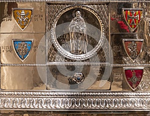 Saint Michael by Josep Granyer on the silver throne of the Black Madonna at the Basilica of Santa Maria de Montserrat Abbey.