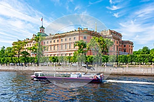 Saint Michael`s Castle Mikhailovsky Castle or Engineers` Castle along Fontanka river, St. Petersburg, Russia