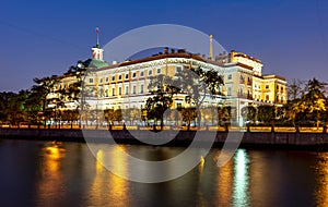 Saint Michael`s Castle Mikhailovsky Castle or Engineers` Castle at night, St. Petersburg, Russia