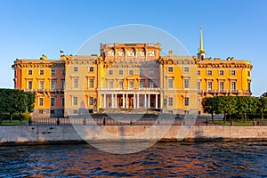 Saint Michael`s Castle Mikhailovsky Castle or Engineers` Castle at sunset, St. Petersburg, Russia