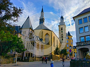 Saint Michael`s Church Eglise Saint-Michel in old town of Luxembourg City, Luxembourg, Europe