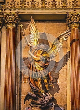 Saint Michael Statue Metropolitan Cathedral Basilica Santiago Chile